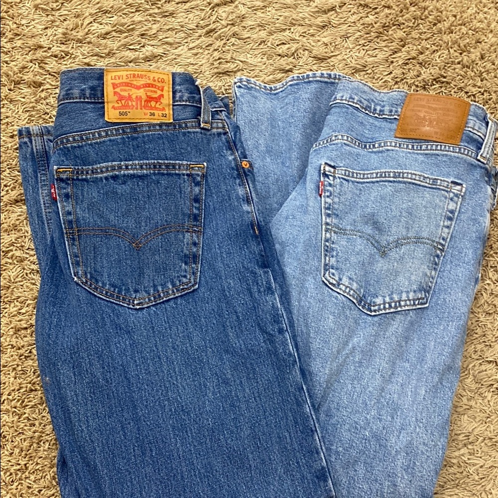 Levi's Men's Dark 505 and Light Blue 502 Straight Jeans